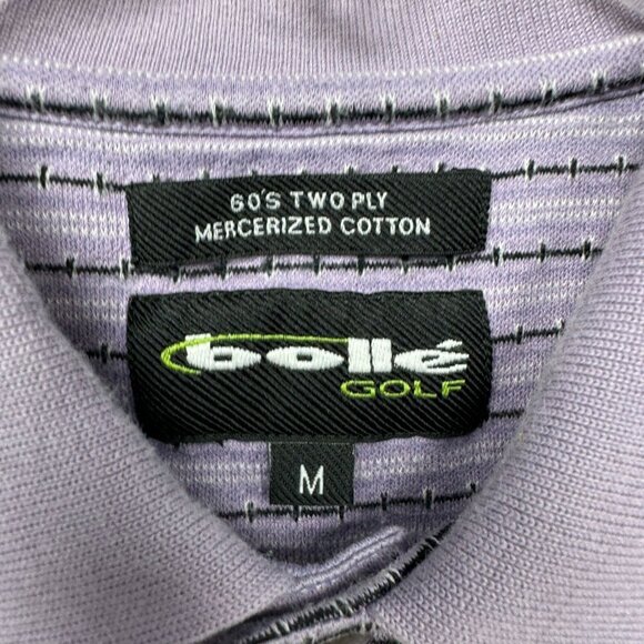 Men’s M Lavender Striped Golf Polo Shirt Mercerized Cotton Performance - Picture 4 of 7